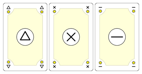 The three zero-point shape cards: Triangle, Cross, and Dash